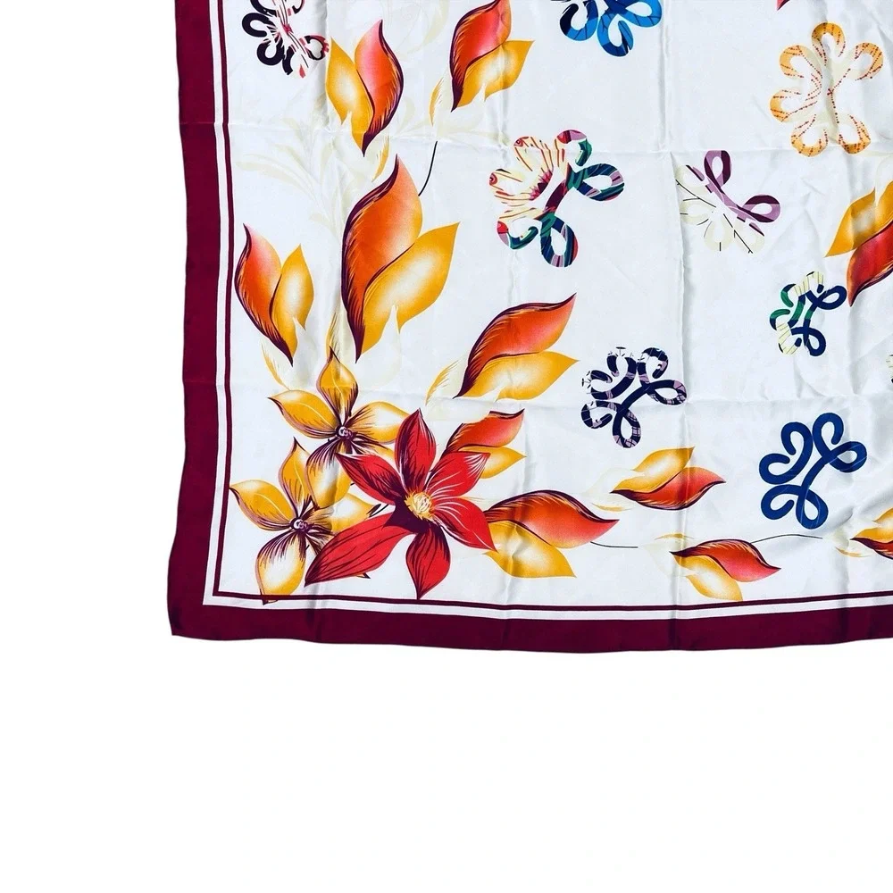 100%‎ Silk Square Scarf Florals Colorful Bohemian Coquette 36 in x 36 in